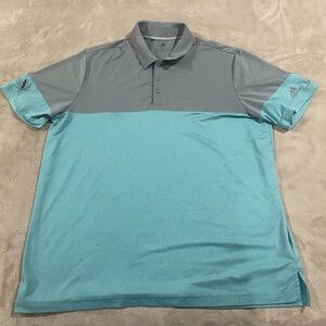 Adidas Golf Polo Shirt Men’s XL Gray Teal Performance Athletic Short Sleeve